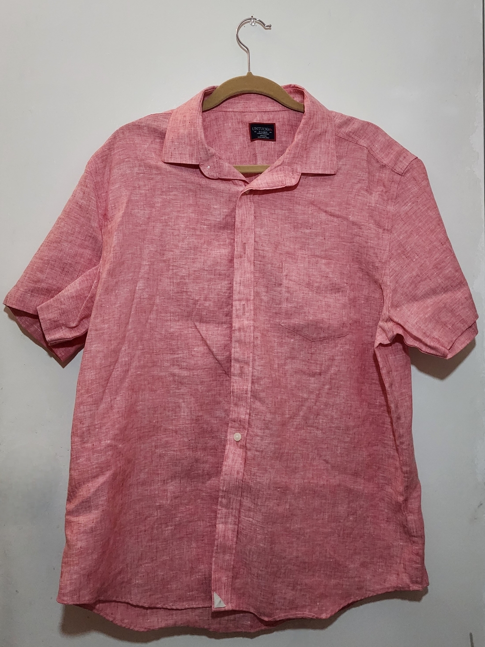 UNTUCKit Men's Short-Sleeve Button-Down Linen Shirt - Red